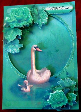 Blue Swan Song with Decoupage by Margarette Blakeborough
