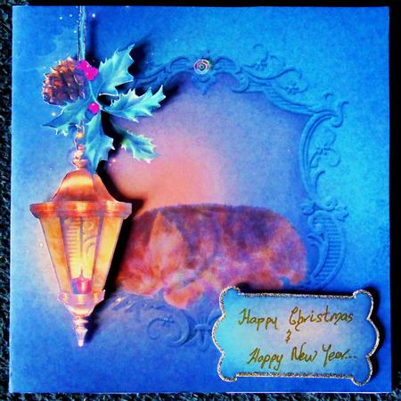 Sleepy Christmas Kitten Card Topper by Margarette Blakeborough