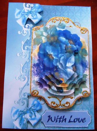 Blue and Lilac Flowers Bracket Pyramids with Bows by Margarette Blakeborough