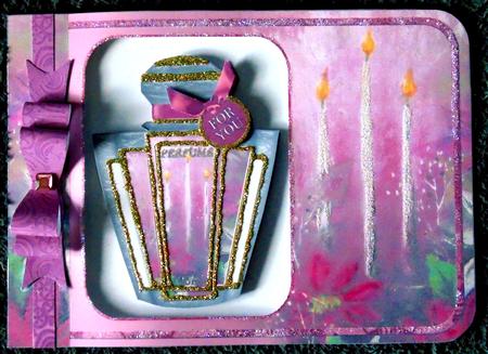 Pink Poinsettias Perfume 7x5inch Aperture Card Mini Kit by Margarette Blakeborough