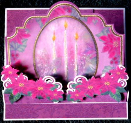 Christmas Pink Poinsettia 3D Easel Card Mini Kit by Margarette Blakeborough