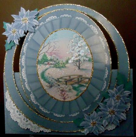 Silver Snowscene Oval Over 3D Mini Card Kit by Margarette Blakeborough