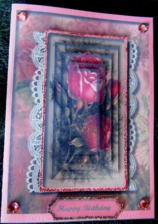 Beautiful Pink Roses on Vintage Lace  by Margarette Blakeborough
