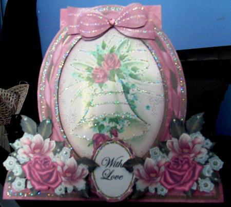 Wedding Bells Pink Lace Special Large Oval Card Mini Kit by Margarette Blakeborough