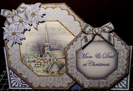 Blue Church Mum & Dad at C Double Octagon Card & E Kit by Margarette Blakeborough