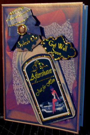 Black Aftershave Get Well Soon Decoupage Sheet by Margarette Blakeborough