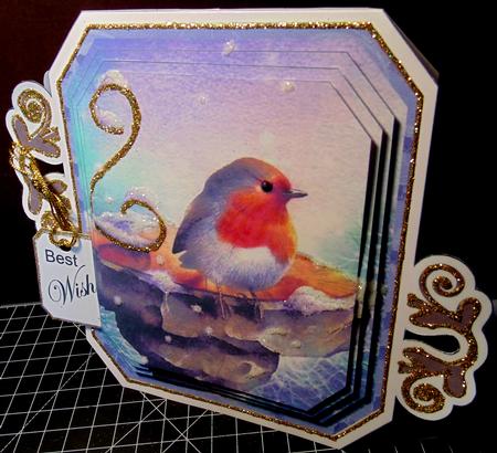 Blue Robin Fancy Emerald Decoupage Mini Kit by Margarette Blakeborough