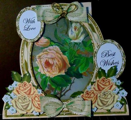 Peach Roses Special Large Oval Card Mini Kit by Margarette Blakeborough