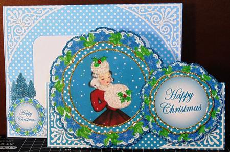 Winter Lady Christmas Double Doily Card Mini Kit by Margarette Blakeborough