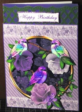 Purple Rose Card Topper with Decoupage by Margarette Blakeborough