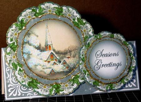 Ice Church Christmas Double Doily Card Mini Kit by Margarette Blakeborough