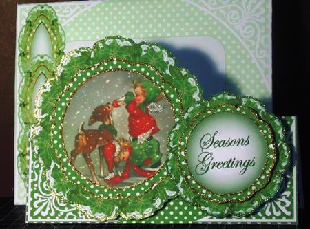 Feed Reindeer Christmas Double Doily Card Mini Kit by Margarette Blakeborough