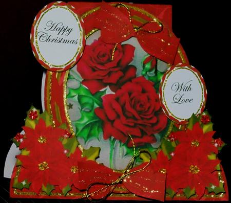 Christmas Red Roses Special Large Oval Card Mini Kit by Margarette Blakeborough