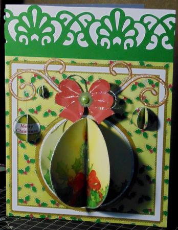 Single Candle Lemon 3D Bauble 8in Card Front Mini Kit by Margarette Blakeborough