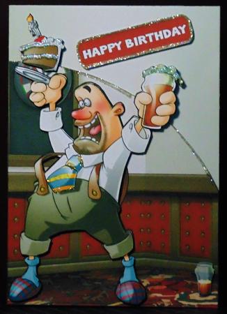 Goatee Beer and Cake Dude Shaped Card by Margarette Blakeborough