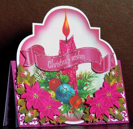 Cerise Candle Shaped Over 3D Mini Card Kit by Margarette Blakeborough