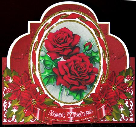 Christmas Roses Shaped Over 3D Mini Card Kit by Margarette Blakeborough