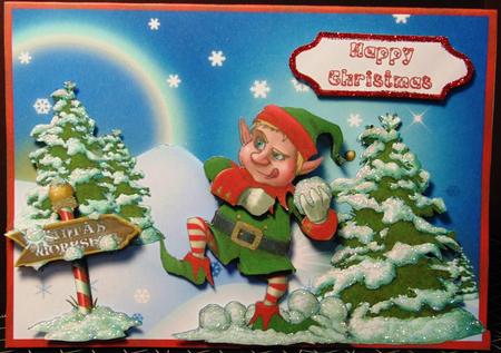 Elf Mischief - Card Front with Step by Step by Margarette Blakeborough