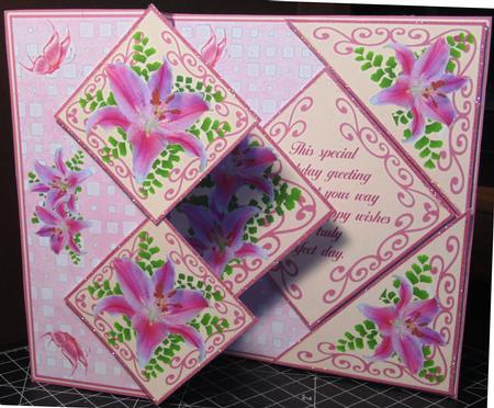Fold Back Pop-up - Stargazer Lilies by Margarette Blakeborough
