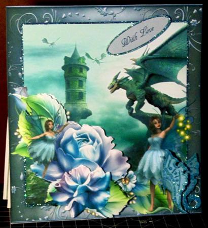 Faery Dragon Fantasy Land Topper with Decoupage by Margarette Blakeborough