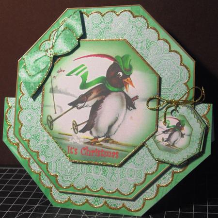 Mr Penguin Deco Stand-up Large Card Mini Kit by Margarette Blakeborough