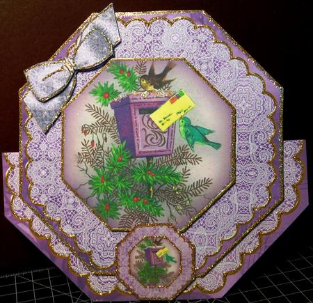 Lilac Postbox Deco Stand-up Large Card Mini Kit by Margarette Blakeborough