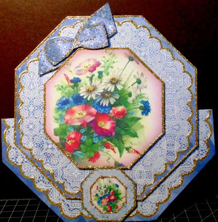 Blue Wildflowers Deco Stand-up Large Card Mini Kit by Margarette Blakeborough