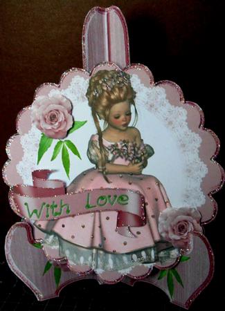 Sweet Nellie with Pink Roses & Lace Plate & Stand by Margarette Blakeborough