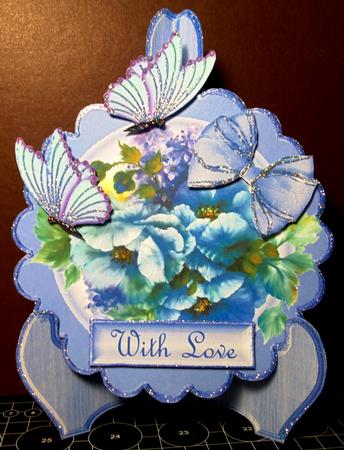 Pretty Shades of Blue Flowers with Butterflies Plate by Margarette Blakeborough