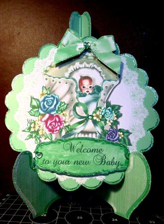Sweet Baby Boy/girl All Snuggled Up, Plate & Stand by Margarette Blakeborough