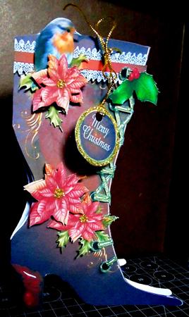 Vintage Christmas Boot Plus Gift Card by Margarette Blakeborough