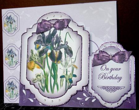 Purple Iris Large Fancy Stand Up Card N Envelope Kit by Margarette Blakeborough