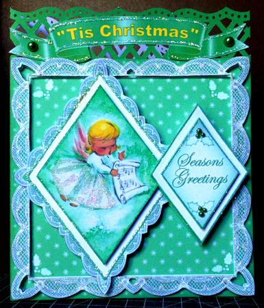 Music Angel Seasons Greetings 7in Double Diamond Topper by Margarette Blakeborough