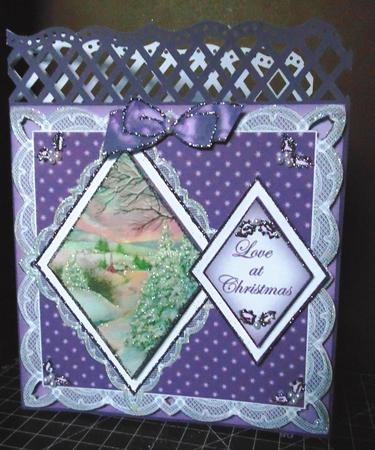 Lilac Snowscene Love at Christmas 7in Double Diamond Topper by Margarette Blakeborough
