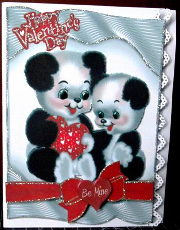 Cute Pair of Love Pandas with Heart & Bow by Margarette Blakeborough