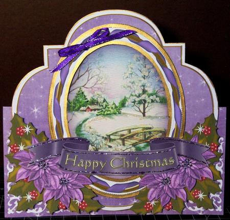 Lilac Snowscene2 Shaped Over 3D Mini Card Kit by Margarette Blakeborough