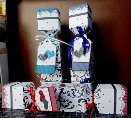 3D Black & Bright Love Hearts Cracker Gift Favour Boxes by Margarette Blakeborough
