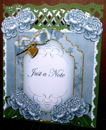 Silver Rose Just a Note Fancy 7in Decoupage Topper by Margarette Blakeborough