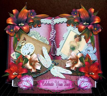 Tri Fold Base Shaped Card - Vintage Book Birthday by Margarette Blakeborough