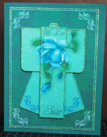 Rose Delight Kimono Card in Green Mini Kit by Margarette Blakeborough