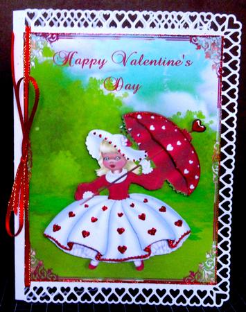 Sweetheart Valentine Card Front with Decoupage by Margarette Blakeborough