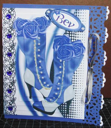 Pretty Purple Steampunk Boots with Black Lace Pyramids by Margarette Blakeborough
