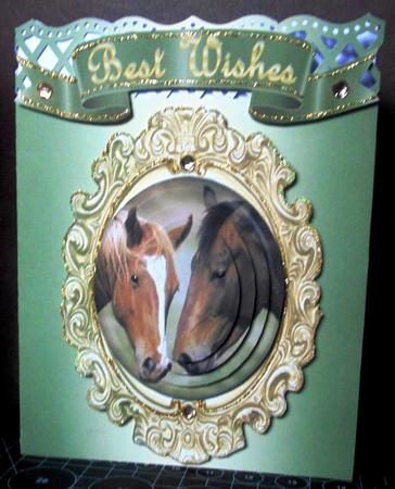 Pair of Horses in Gold Frame Oval Pyramids by Margarette Blakeborough