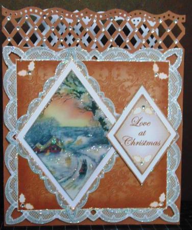 Winter Sunset Love at Christmas 7in Double Diamond Topper by Margarette Blakeborough