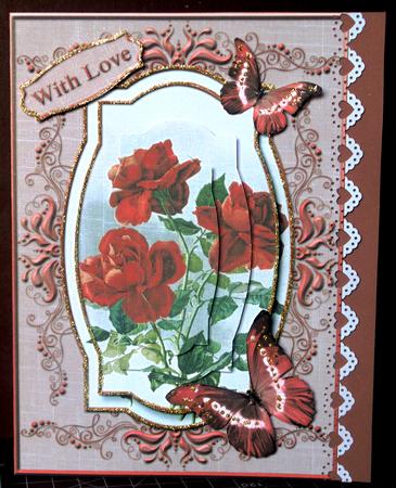 Cardtopper Red Roses 290 by Margarette Blakeborough