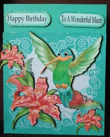 Pretty Humming Bird with Lilies and Butterflies 7x7 Mini Kit by Margarette Blakeborough