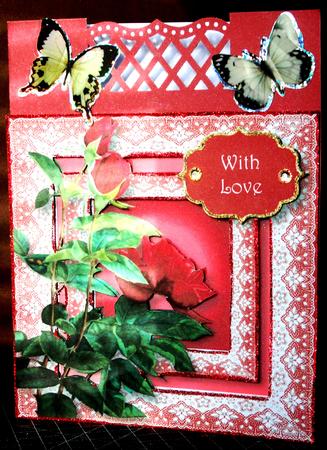 Pretty Lace & Red Roses 8x8 by Margarette Blakeborough