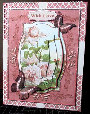 Cardtopper Soft Pink Roses 292 by Margarette Blakeborough