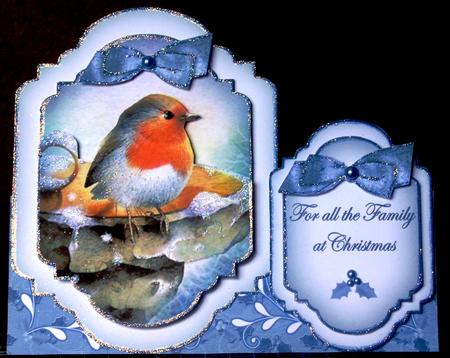 Blue Robin Family at Christmas Fancy Card & Envelope Kit by Margarette Blakeborough