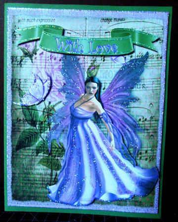 Fantasy Faerie with Rose and Music Background A4 by Margarette Blakeborough
